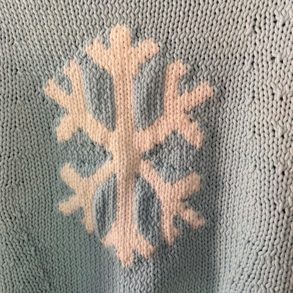 Anthropologie Maeve The Pippa Icon Mock-Neck Sweater Blue Snowflake M NEW Cozy - Picture 8 of 15